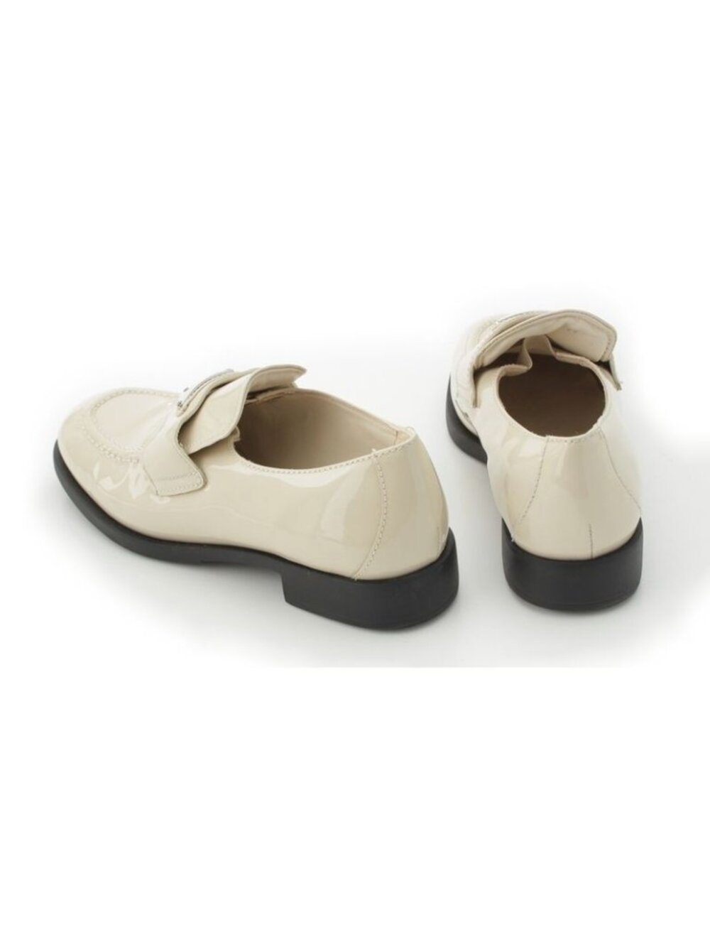 Prada Patent Leather Triangle Logo Chocolate Brushed Loafers Off White 37 - Picture 4 of 10